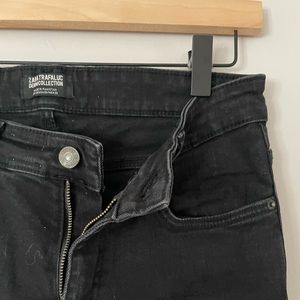 Zara TRF black wash boot cut cropped jeans with raw edge hem